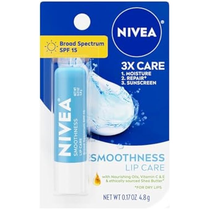 Nivea SMOOTHNESS BROAD SPECTRUM SPF 15 SUNSCREEN LIP CARE, 0.17 OZ (2 PACK) - Image 2